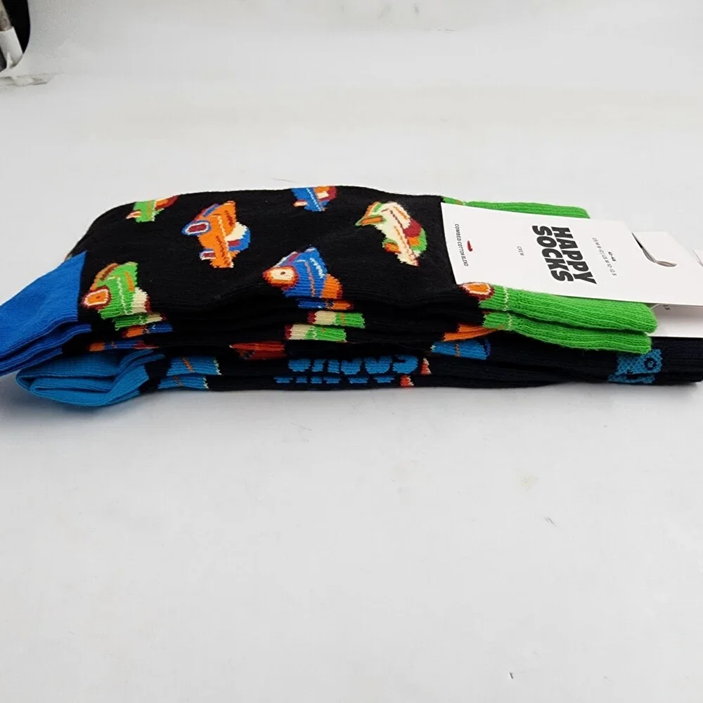 Happy Socks Motorbike/Cars Crew Sock Unisex M 8-12/W 10-12.5 Black Multi -2pairs - Picture 8 of 11